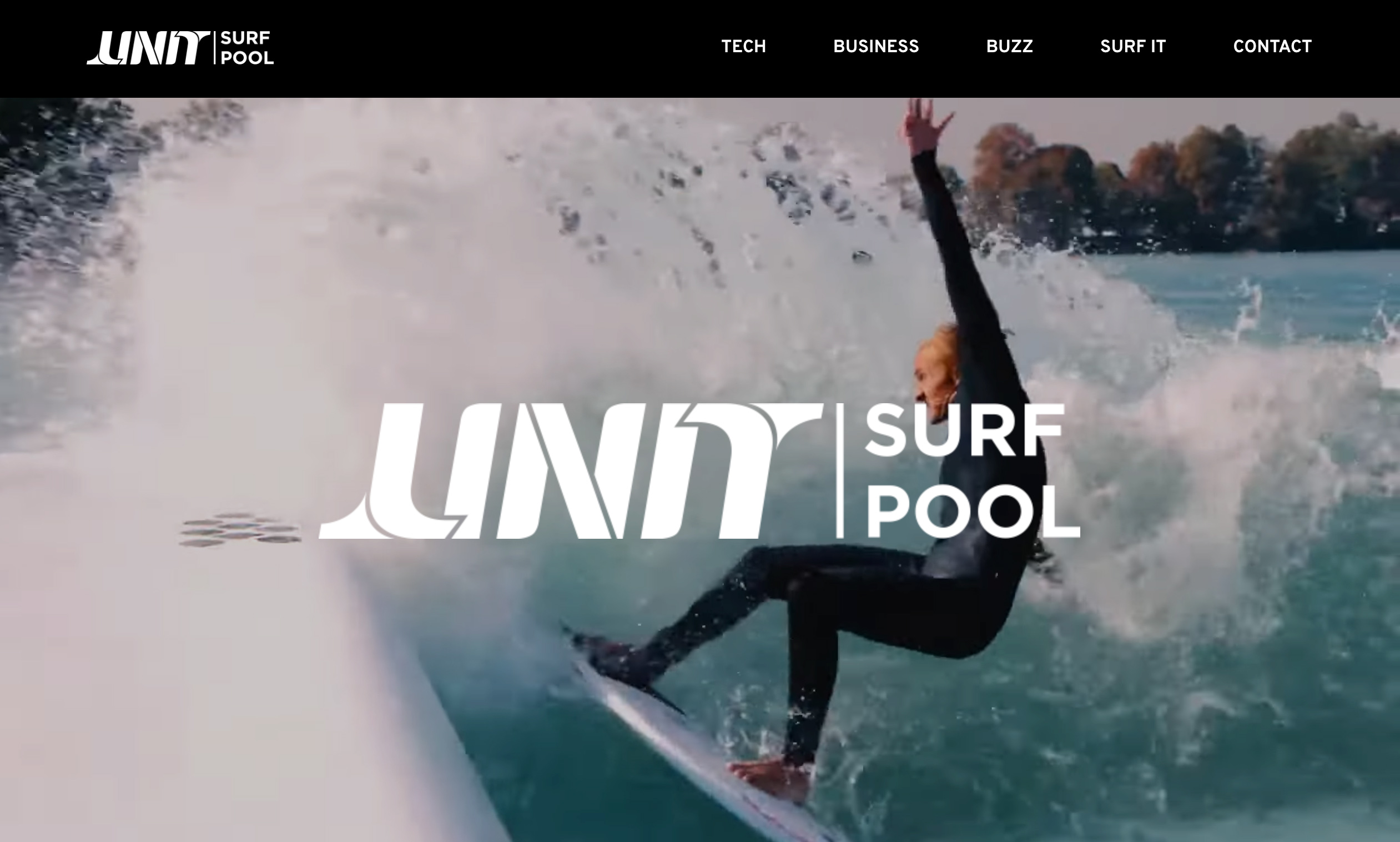 unit surf pool landing page designed and built by waves and water