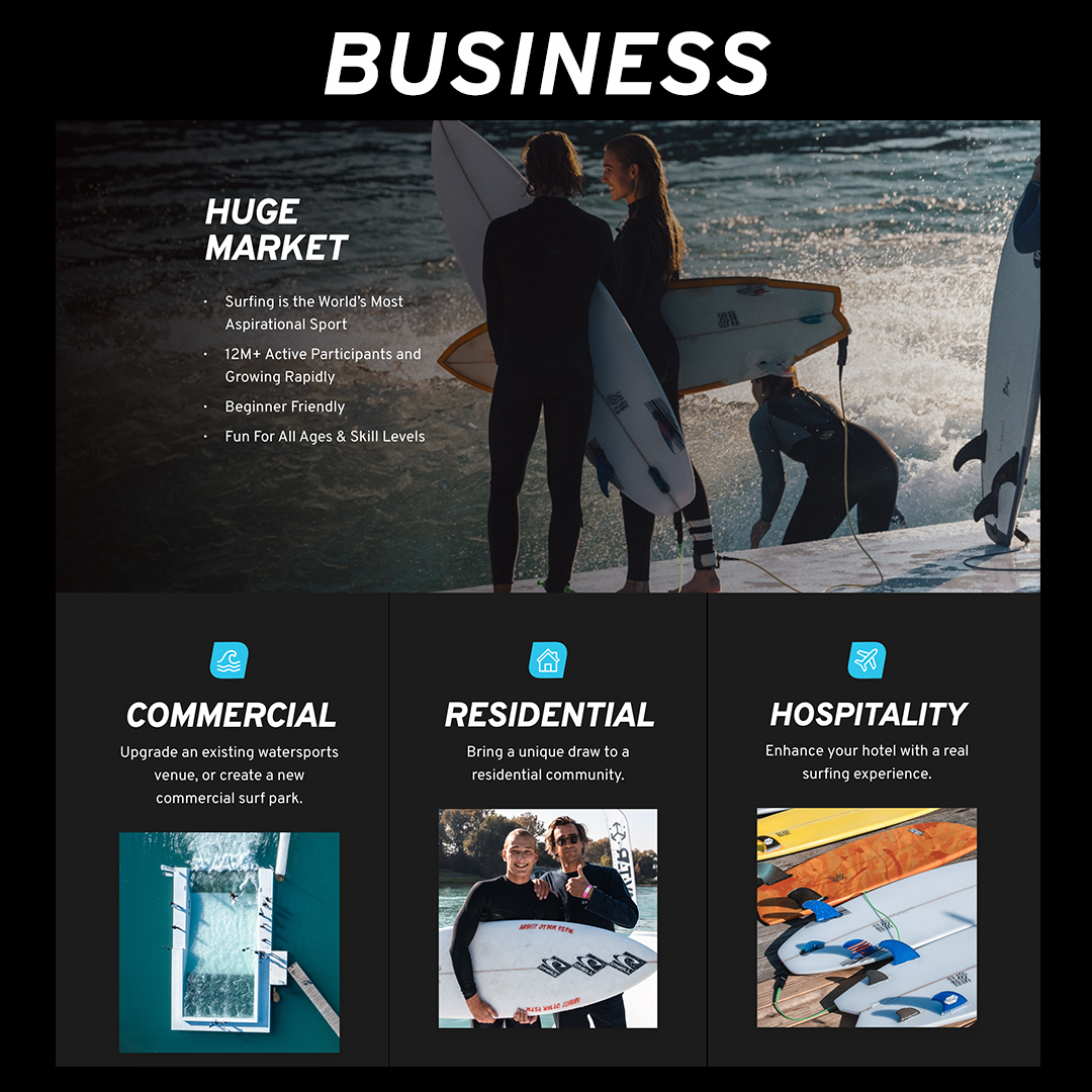 Unit Surf Pool website snip it featuring business opportunity