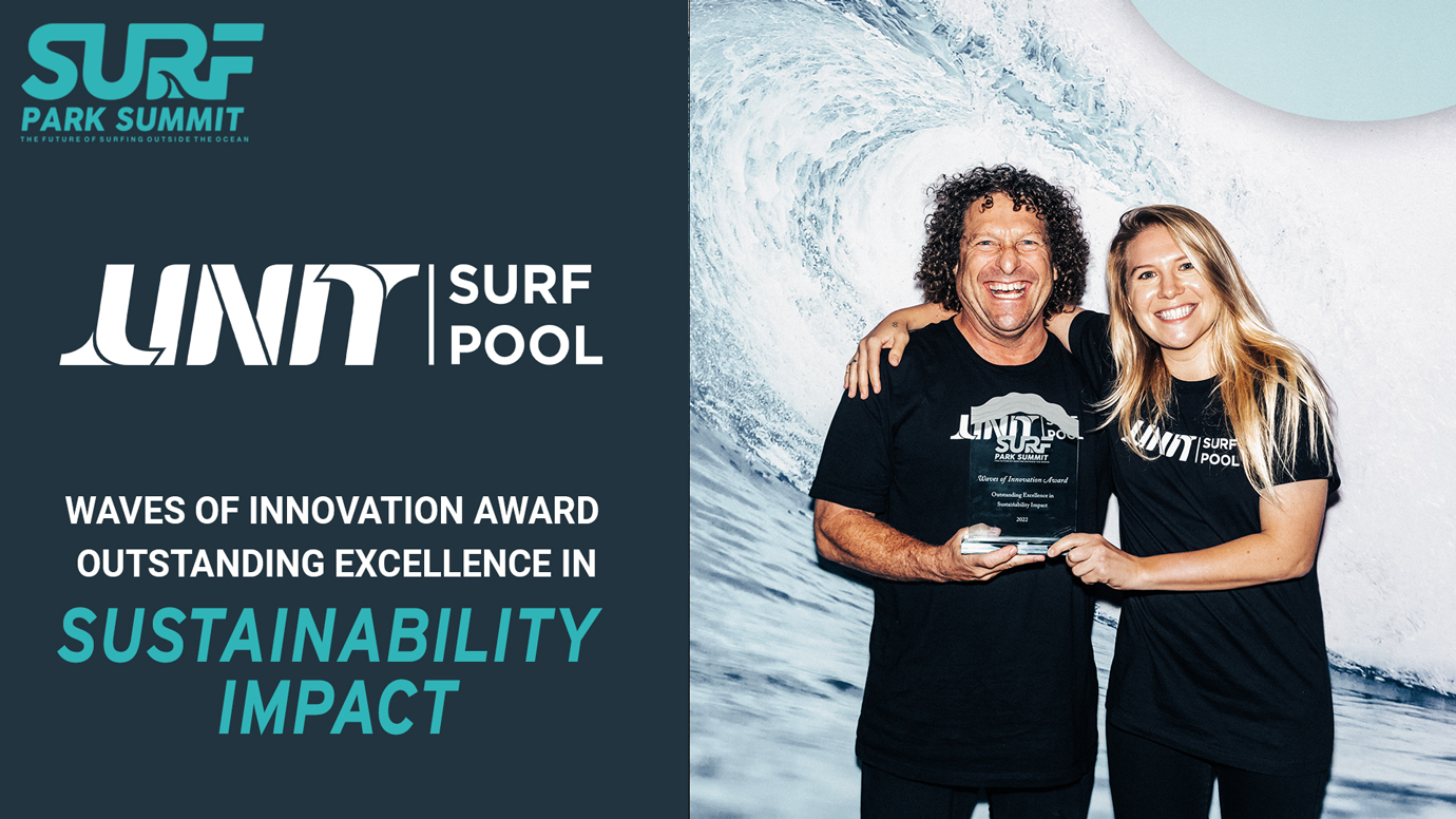 Unit surf pool wins waves of innovation award for sustainable impact at surf park summit